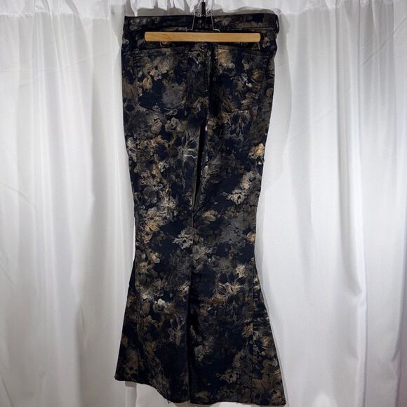 Free People Inferno Flare Black and Gold Patterned Stretch Pants Size 30 - Picture 13 of 15